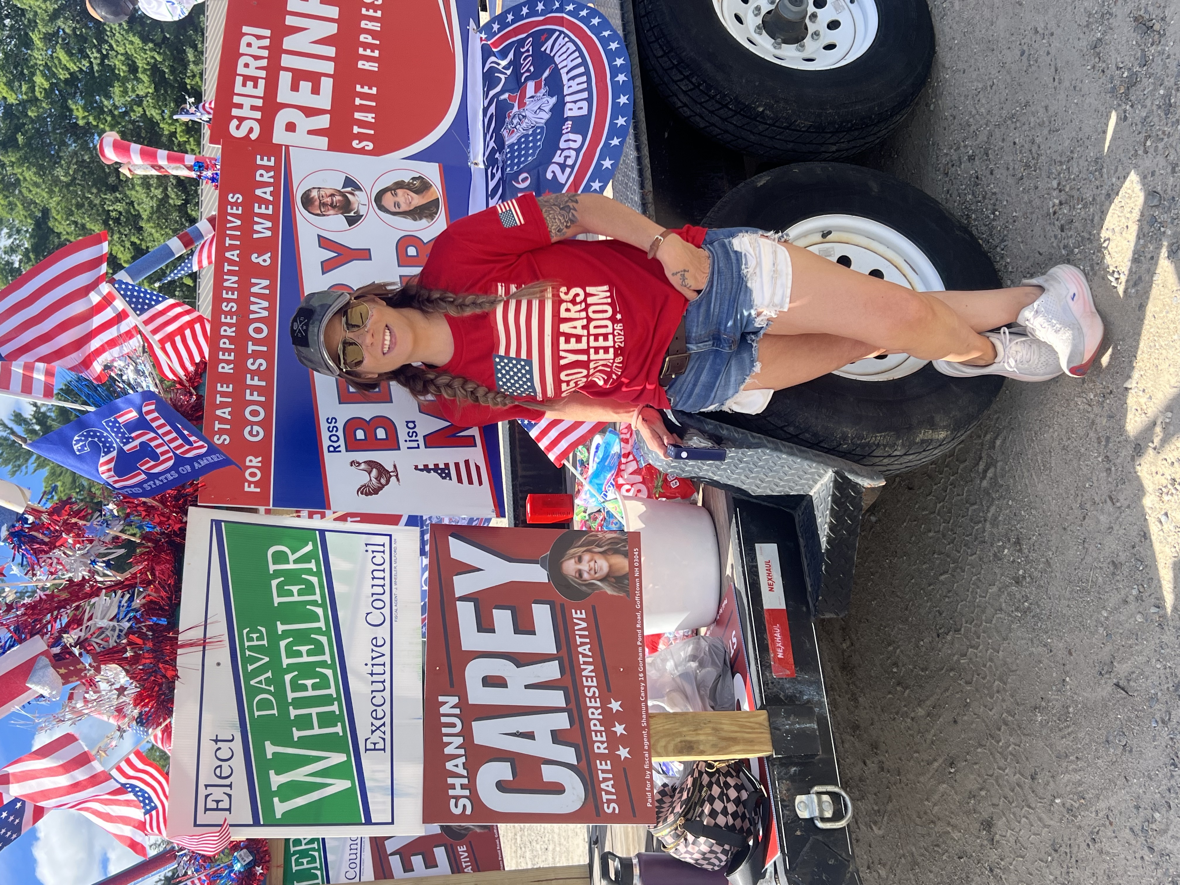 Shanun Carey with campaign signage