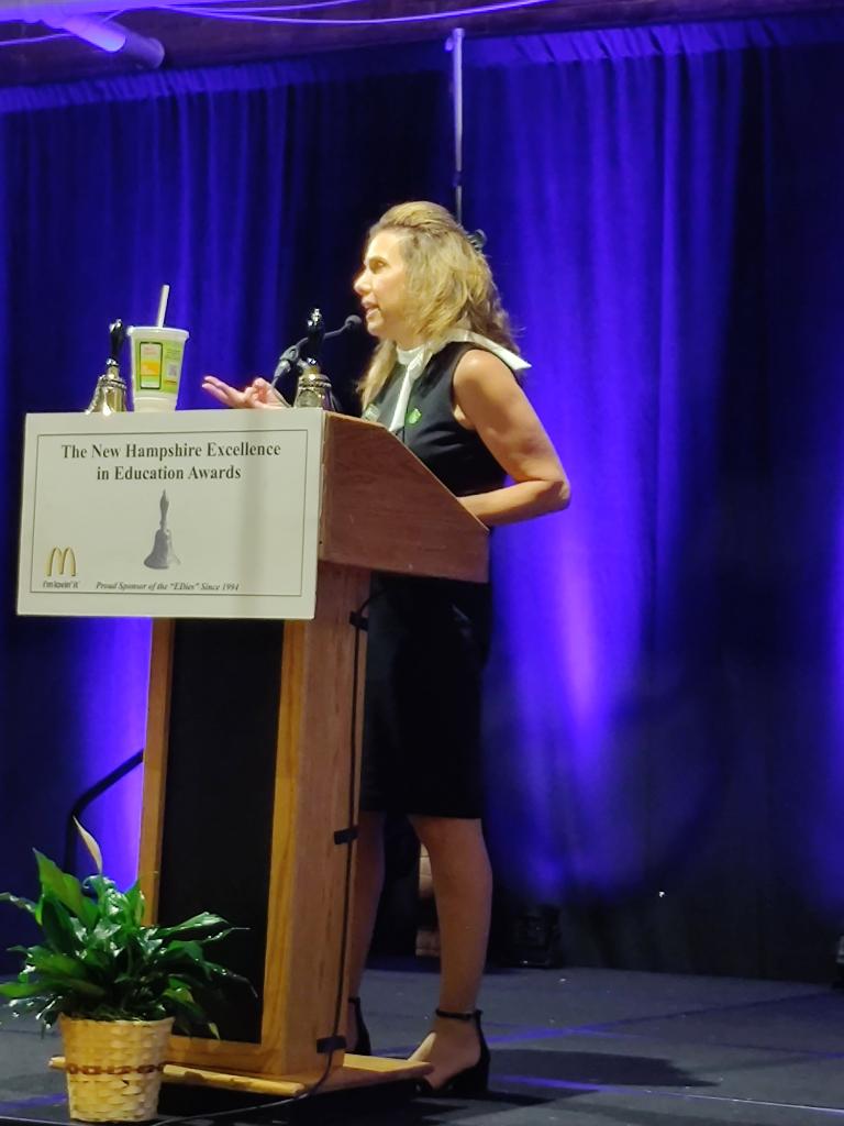 Melissa Litchfield speaking at the New Hampshire Excellence in Education Awards