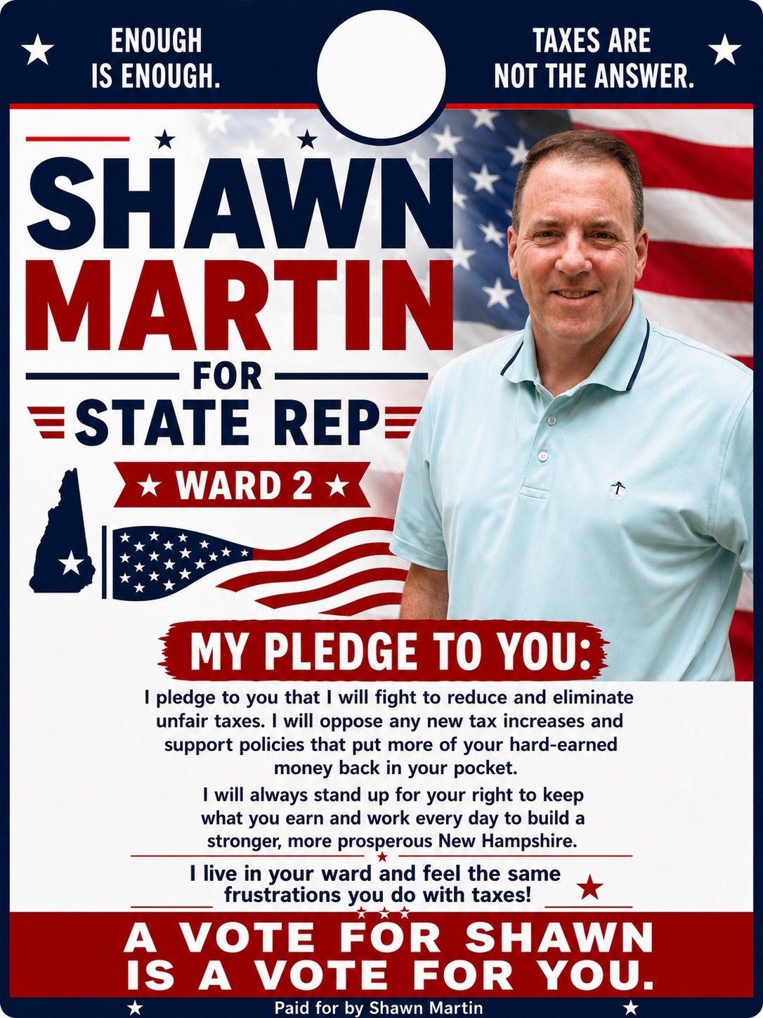 Shawn Martin campaign pledge material